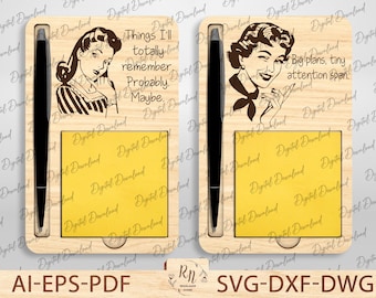 Archivo SVG cortado con láser para sujetapapeles con texto "Cosas para recordar", archivo SVG para sujetapapeles con texto "Suministros de manualidades", archivo SVG para sujetapapeles con texto "Soporte para sujetapapeles con texto"