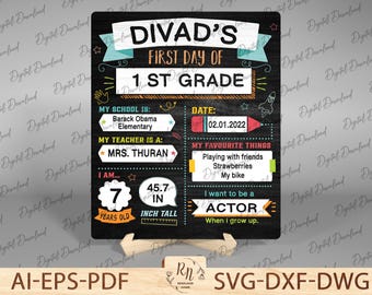 First and Last Day of School Sign SVG, Personalized Back To School Interchangeable Sign Laser Cut File, Dry Erase School Board Svg Download