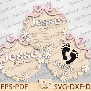Letrero de nacimiento personalizado cortado con láser, letrero con nombre de bebé para hospital, recuerdo de hospital para recién nacidos, anuncio de nombre de bebé, regalo para bebé