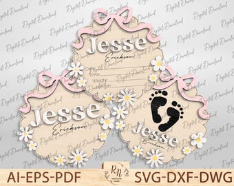 Personalized Birth Announcement Sign Laser Cut File, Baby Name Sign for ...