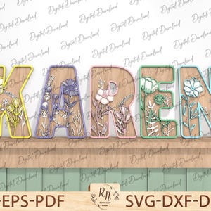 Targa personalizzata in legno con lettere di fiori selvatici, decorazione per cameretta in stile boho, 26 lettere per cameretta delle bambine, targa con fiori
