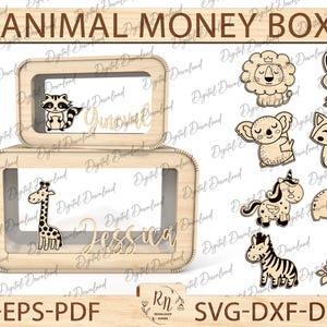 Cofrinho personalizado animal infantil svg, cofrinho personalizado para menina, cofrinho de madeira para criança