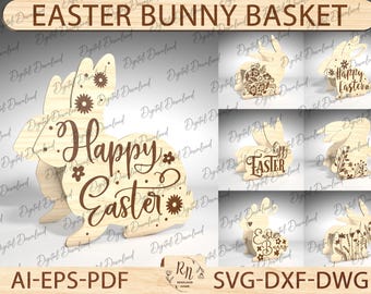 Easter Bunny Design For Laser Cut, laser cut wooden rabbit, Easter bunny spring decoration gift idea, Easter Glowforge