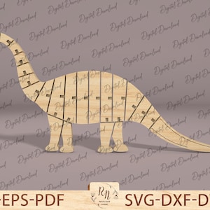 3D Puzzle Dinosaur T-rex Laser Cut Wooden Detailed Realistic Dino Skeleton Jurassic Adult Kids Jigsaw, Dinosaurs toys for kids laser cutting