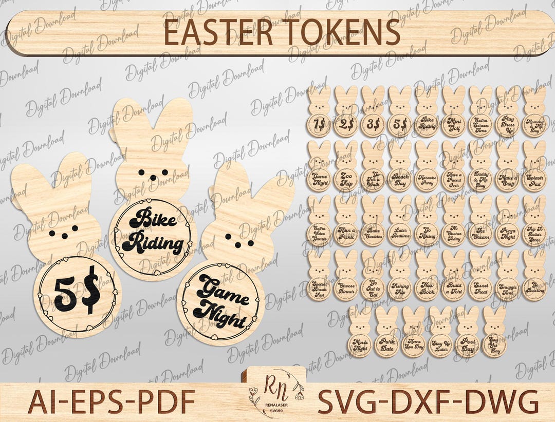 Easter Reward Tokens Svg,easter Rabbit Fillers, Easter Bunny Hunt ...