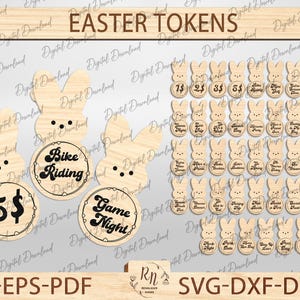 イースター報酬トークン SVG、イースター ラビット フィラー、イースター バニー ハント、イースター ゲーム、Glowforge