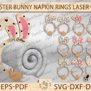 Ostern-Serviettenring-Svg, Serviettenhalter, Serviettenring-Svg, Ostern-Svg, Ostern-Svg-Serviette, Glowforge-Svg, Hasenohren-Svg, Osterei-Svg