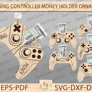Geldgeschenk-Inhaber SVG Laser-Datei, GAMING MONEY Video Game Controller, Engraved Cut File, Weihnachtsverzierungen svg