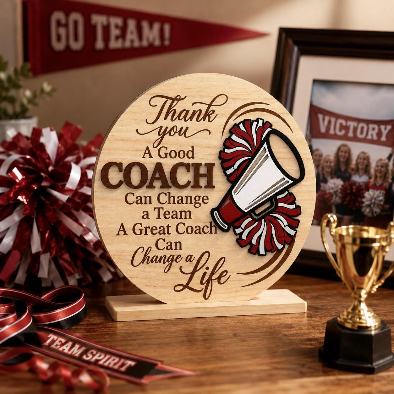 Cheer Coach Appreciation Plaque Laser Cut File, Thank You Coach Wooden ...