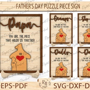 Aangepaste papa puzzelbord met kindernaam, Vaderdag decor Svg, stiefvader cadeau, houten naampuzzel