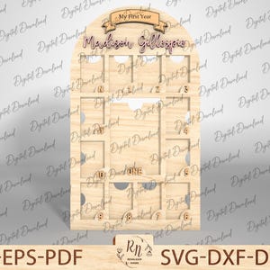 Quadro de recém-nascidos, Moldura para fotos do meu primeiro ano, Arquivo de corte SVG, Moldura para pendurar na parede, Moldura personalizada para fotos de bebê cortada a laser