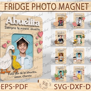 Bundle format portefeuille taille cadre photo Svg, réfrigérateur aimant photo SVG, cadeau fête des mères Svg, fichier Glowforge Svg, fichier laser Svg cadre photo