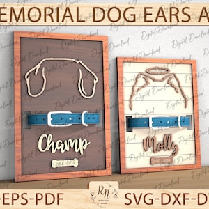 Gedenkhund Ohrrahmen SVG, Haustierhalsband Rahmen zwardf, Verlust der Hund Digital-Datei, Haustierhalsbandhalter, Hund-Memorial Laser-Schnitt-Datei