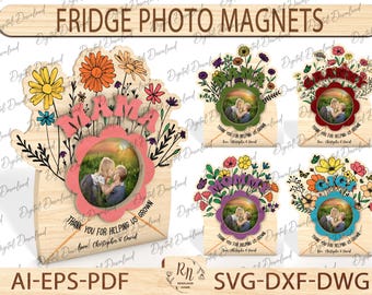 Mother's Day photo frame gift flower, Keepsake Photo Frame Gift grandma gift, Flower Bouquet Photo Sign Kids