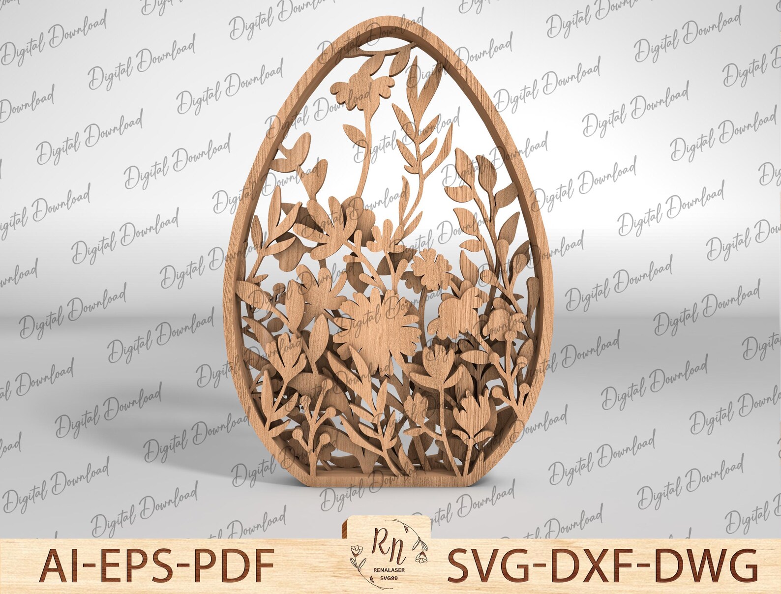 Easter Laser Cut Files Egg SVG Layered Bundle, Floral Eggs Multilayer ...