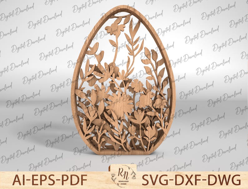 Easter Laser Cut Files Egg SVG Layered Bundle, Floral Eggs Multilayer ...
