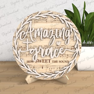 Amazing Grace Stand Decor Laser Cut , Religious Tiered Decor - DIGITAL FILES