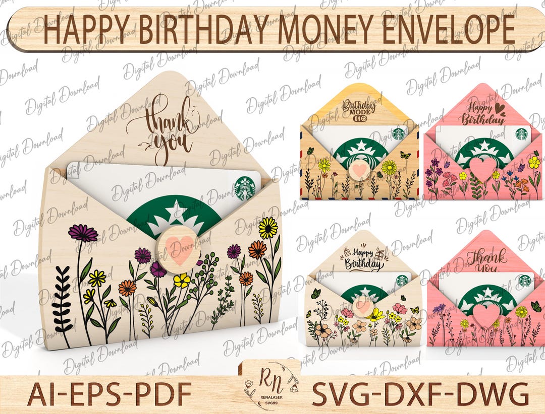 Personalized Birthday Gift Card Holder: Wooden Money Envelope - UK