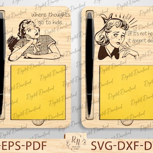 Sticky Note Pad Holder SVG, To Do List Sticky Note Pad Holder SVG Laser Cut File, Craft Supply Sticky Note Pad Holder SVG