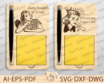 Porta notas adhesivas SVG, Porta notas adhesivas SVG para lista de tareas, Archivo cortado a láser, Porta notas adhesivas SVG para suministros de manualidades