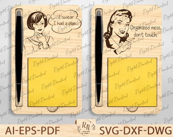 Things To Remember Sticky Note Pad Holder SVG Laser Cut File, Craft Supply Sticky Note Pad Holder SVG, Laser Cut Note Pad Holder