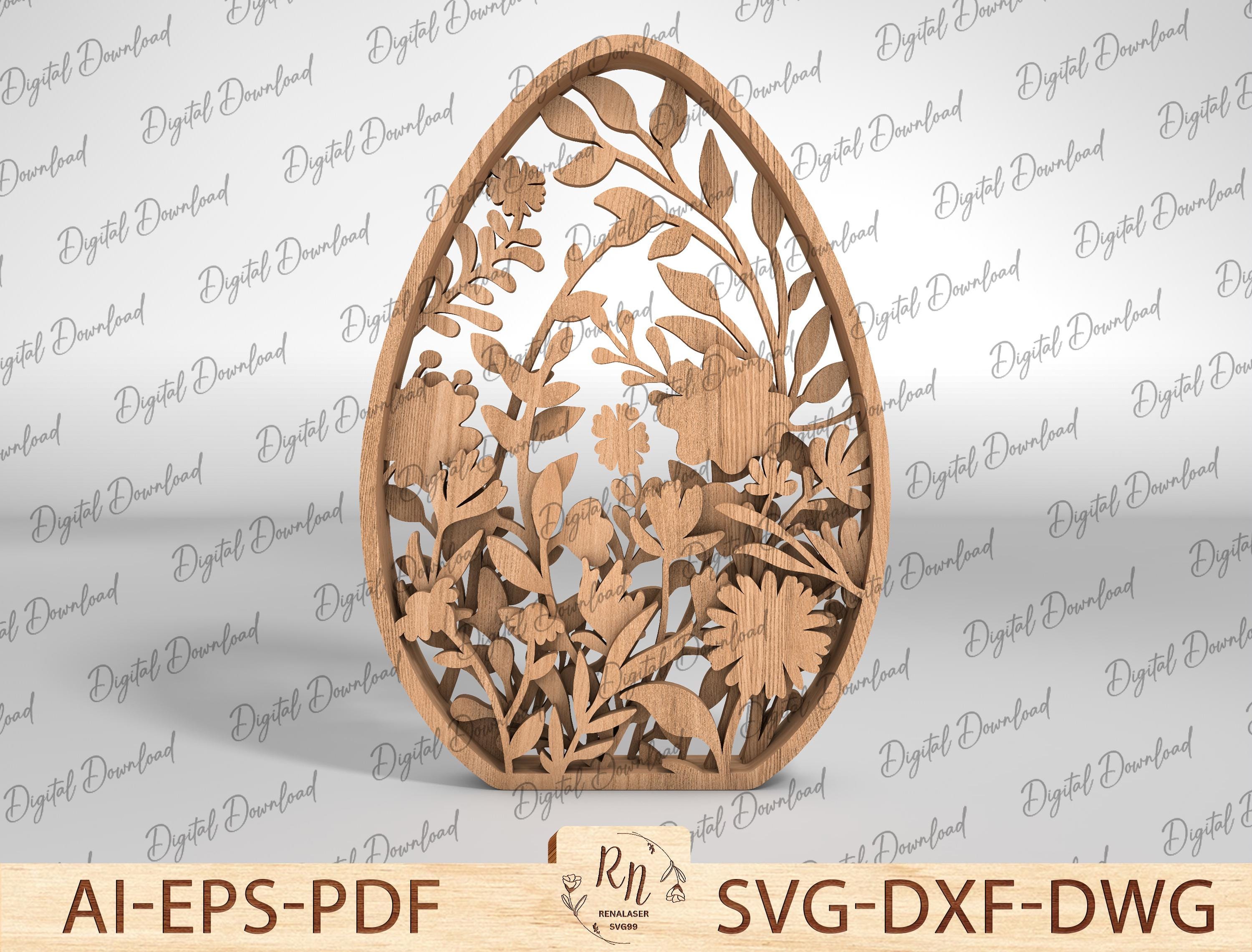 Easter Laser Cut Files Egg SVG Layered Bundle, Floral Eggs Multilayer ...