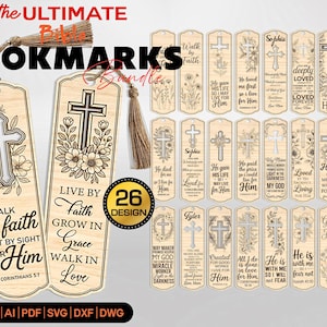 Bible Bookmarks Svg, Bookmarks inspirational, Easter laser files, Bible Quotes Bookmarks, Engraved Bookmarks for Glowforge, Laser Cutting
