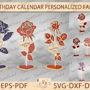 Rose Laser Cut Datei, Muttertagsgeschenk, Liebe Rose Laser Cut Datei, Hölzern Rose Name Svg, Glowforge Rose, Rose SVG, Holz Rose SVG