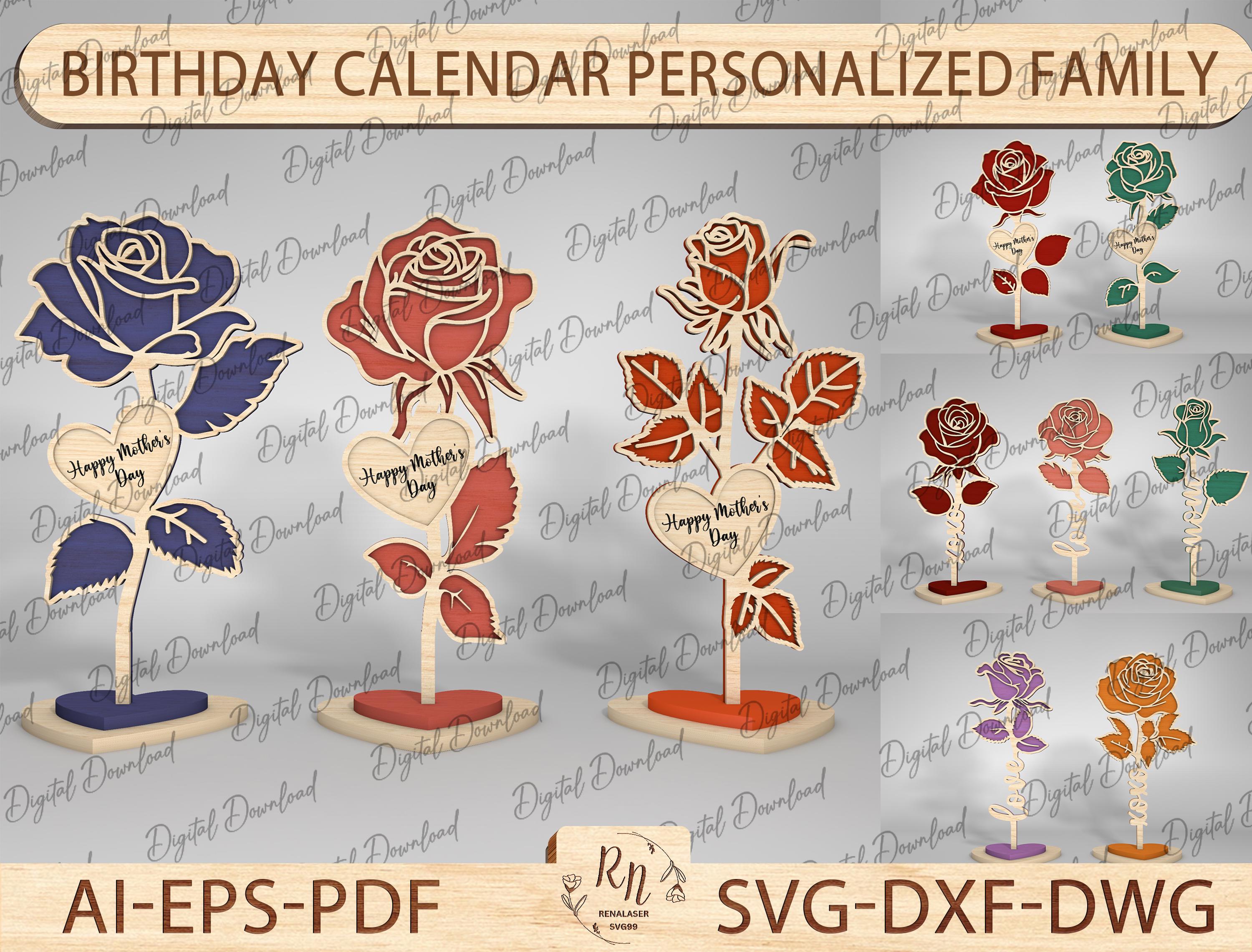Rose Laser Cut File, Mothers Day Gift, Love Rose Laser Cut File