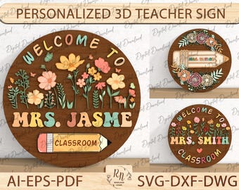 Personalized Teacher Door Sign Svg,Teachers Appreciation Gifts, Classroom Door Hanger,Classroom Welcome Sign,Classroom Decor, Glowforge File