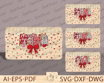 Wooden Clutch Laser Cut Wooden Bag, Personalized elegant wooden bag with heart motif , Handbag Digital Download SVG, Mother's day Gift