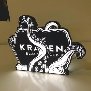 クラーケン ラム 照明付き壁 LED ライトボックス パブ サイン、男の隠れ家バー、USB