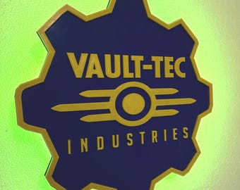 10” Vault Tec LED Wall Hanger Gear Logo  Retro Art