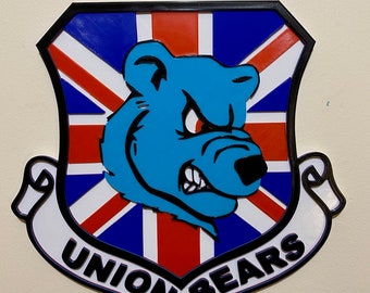 Union Bears Badge, 3D Logo, Bar Decor (10 inch)