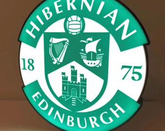 Officially Licensed 10" Large USB Light Up Hibernian Badge For Bar, Pub, Home, Garage