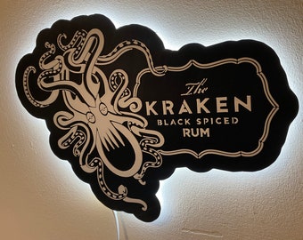 Kraken Rum Wall Logo Display Pub Sign, Man cave Bar, USB
