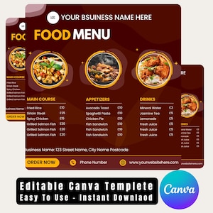 Edytowalny szablon ulotki na menu z jedzeniem | Post marketingowy Canva | Ulotka w mediach społecznościowych na temat specjalnej kolacji | Kreatywny szablon ulotki cyfrowej 8"x8"