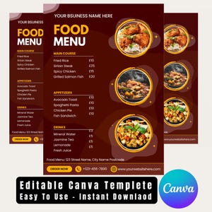 Edytowalne A5 (148 x 210 mm) Menu kolacji Soul Food | Szablon ulotki Canva | Specjalny post marketingowy na kolację | Kreative Digital