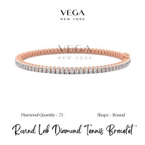 Round cut Lab Grown Diamond Tennis Bracelet, Round Tennis Bracelet, Round Shape Bezel Diamond Tennis Bracelet, Diamond Bracelet for Women