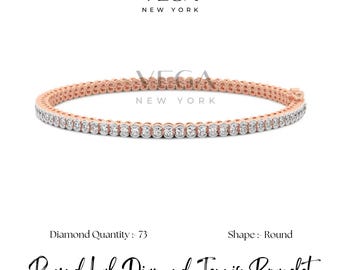Pulsera de tenis con diamantes cultivados en laboratorio de talla redonda