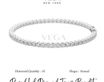 Round Cut Lab Diamond Tennis Bracelet: Wedding Jewelry