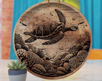 Sea Turtle Charcuterie Board Laser SVG, Cutting Board Design (Digital Download)