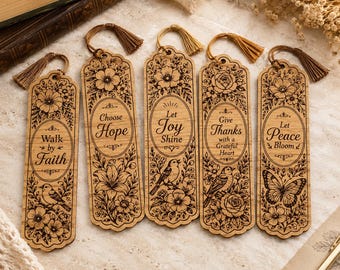 Wooden Bookmark Svg Bundle, Bible Verse Laser Engraving Svg, Christian Digital Download