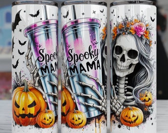 Spooky Mama 20 oz Tumbler Wrap, Halloween Design (Digital Download)
