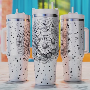 Musical Tumbler Svg, Music Notes 40oz Tumbler Wrap, 40oz Tumbler Laser Svg, 40oz Tumbler Engraved Design, Laser Engraving Svg