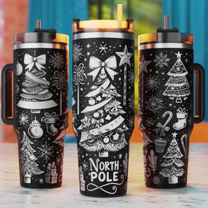 Christmas Laser Svg, 40oz Laser Engrave Tumbler Svg, North Pole Tumbler Laser Svg, Winter Laser Engraving Files, 40 oz Tumbler Laser Wrap