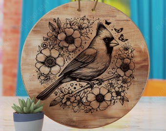 Cardinal Laser Engraving Design SVG, Charcuterie Board (Digital Download)