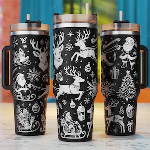 Christmas 40oz Tumbler Wrap, Santa 40oz Laser Engrave Tumbler Svg, Tumbler Laser Svg, Winter Laser Engraving Files
