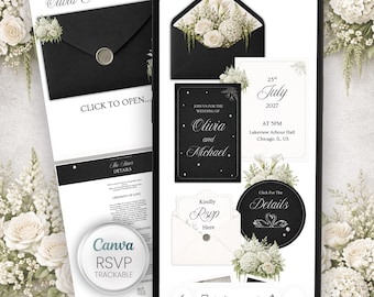 Floral Save The Date Wedding Website: Canva Digital Invitation Template