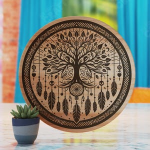 Tree Of Life Charcuterie Board Laser Cut File, Rounded Cutting Board Svg, Snack Board Laser Design, Wine Board Laser Svg, Charcuterie Board